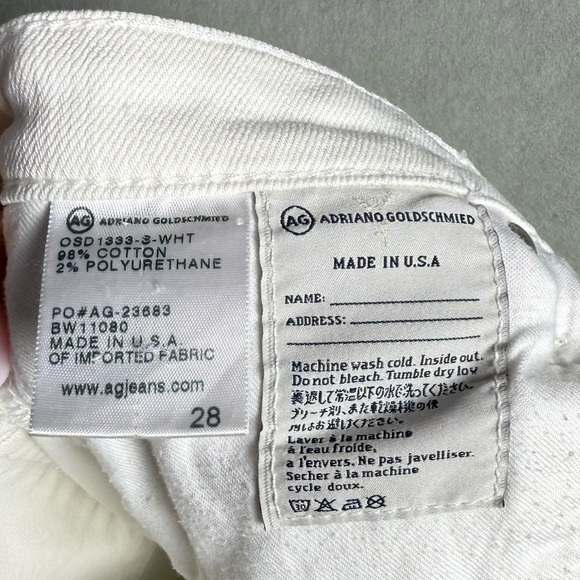 AG Adriano Goldschmied Women's White Jeans The Stilt Roll Up Cigarette Crop 28 - Picture 3 of 16